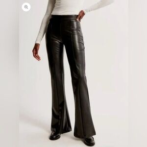 Abercrombie & Fitch Black vegan Leather Flare Pants sz Medium